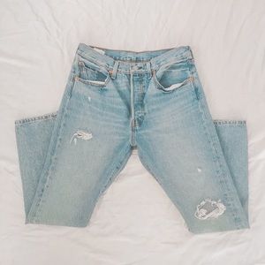 Levi’s 501 skinny straight leg light wash jeans